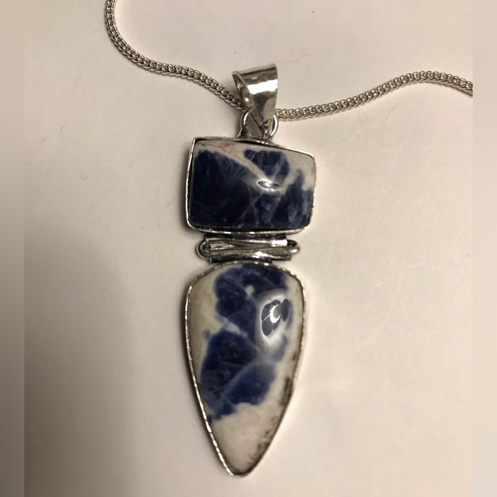 Sodalite Stamped 925 Sterling Silver Necklace